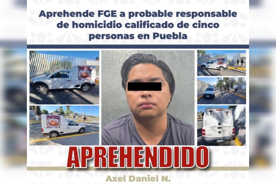 Aprehende FGE a probable responsable de homicidio calificado de cinco personas en Puebla