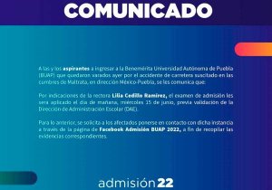 Reprograman aplicación del examen de admisión de la BUAP