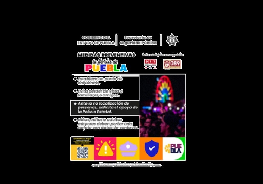 Comparte SSP medidas de autocuidado para asistentes a Feria de Puebla