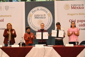 Sheinbaum encabeza entrega de más de 3 mil ha de la Sierra Tarahumara de Chihuahua al pueblo ódami