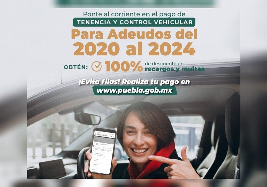 Se amplía al 30 de abril el pago del control vehicular en Puebla