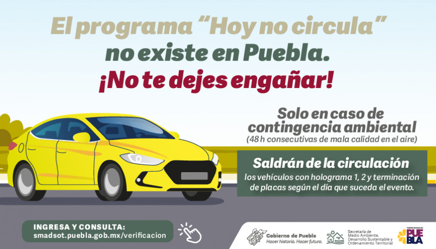 En Puebla no existe el programa Hoy No Circula