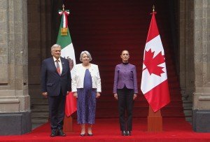 Recibe Claudia Sheinbaum a la gobernadora general de Canad&aacute;, Mary Simon, en Palacio Nacional