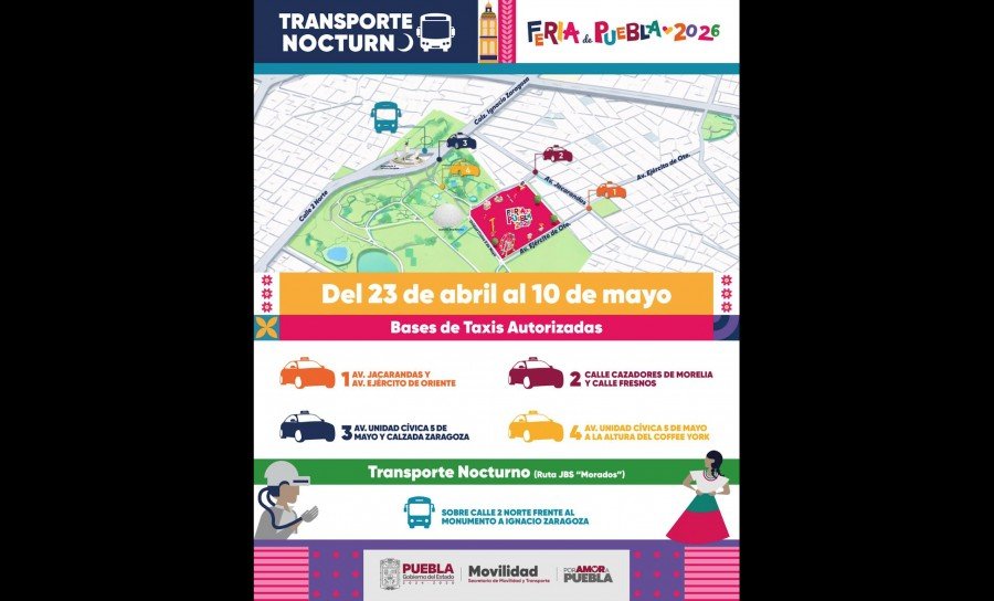 Transporte ordenado y seguro para la Feria de Puebla 2026