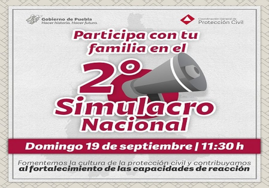 Pide Segob a poblanos a participar en el Simulacro Nacional