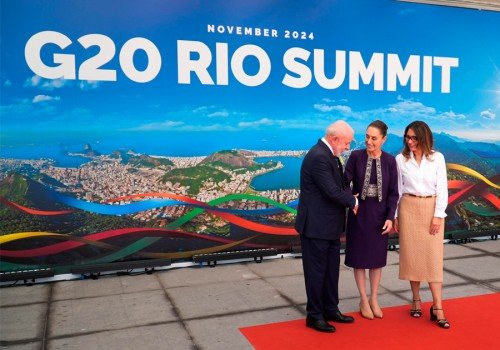Sheinbaum se re&uacute;ne con Lula da Silva en la Cumbre de L&iacute;deres del G20