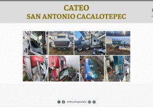 En San Andrés Cholula, la FGE asegura camión y autopartes ilícitas