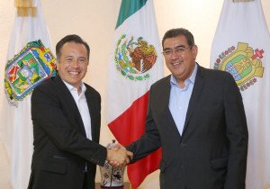 Acuerdan Sergio Salomón y Cuitláhuac García trabajo coordinado entre Puebla y Veracruz