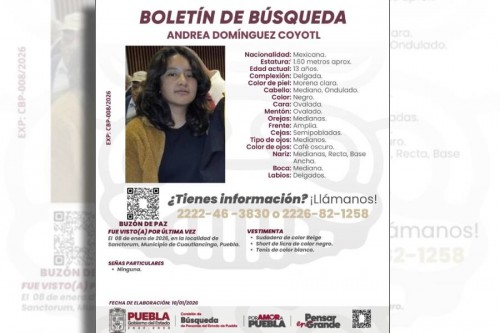 Gobierno de Puebla activa labores de búsqueda de menor en Cuautlancingo