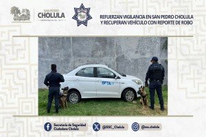 Refuerzan vigilancia en San Pedro Cholula y recuperan veh&iacute;culo con reporte de robo