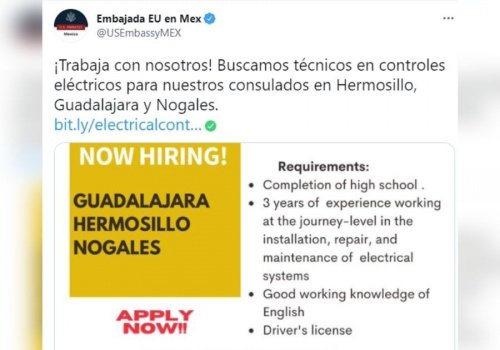 Requiere EU técnicos en controles eléctricos para sus consulados