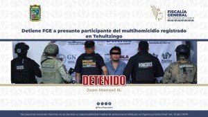 Detienen a sospechoso por multihomicidio en Tehuitzingo