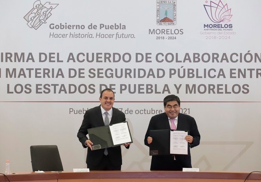 Firman Puebla y Morelos acuerdo de coordinación en materia de seguridad pública