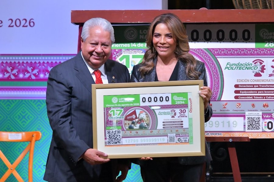 Presenta Lotería Nacional billete de Sorteo Superior que rinde homenaje al 30 aniversario de la Fundación Politécnico