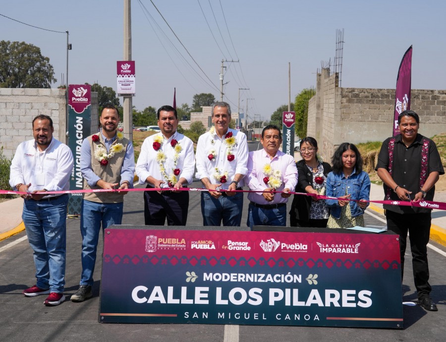 Inaugura Pepe Chedraui modernización de calle Los Pilares en San Miguel Canoa