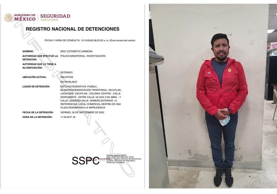 Sale Cotoñeto tras detención; la niega, pero documento lo exhibe