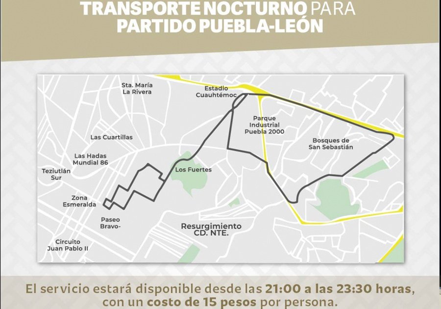 Habilita SMT transporte para asistentes al partido Puebla-León
