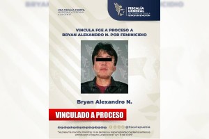 Vincula FGE a proceso a Bryan Alexandro N. por feminicidio de María Fernanda