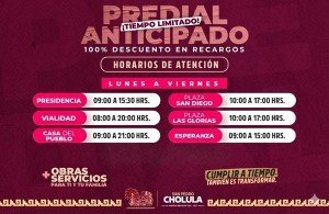 &Uacute;ltima semana de m&aacute;ximos descuentos en el Predial en San Pedro Cholula
