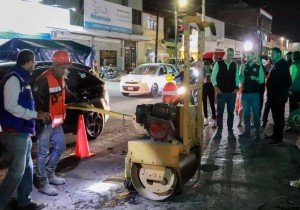 Encabeza Chedraui supervisión de trabajos de bacheo nocturno en la capital