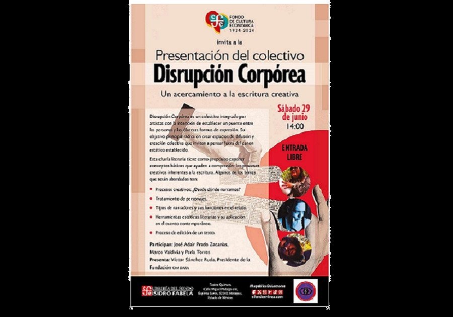 Presentan Disrupción Corpórea, un acercamiento a la escritura creativa