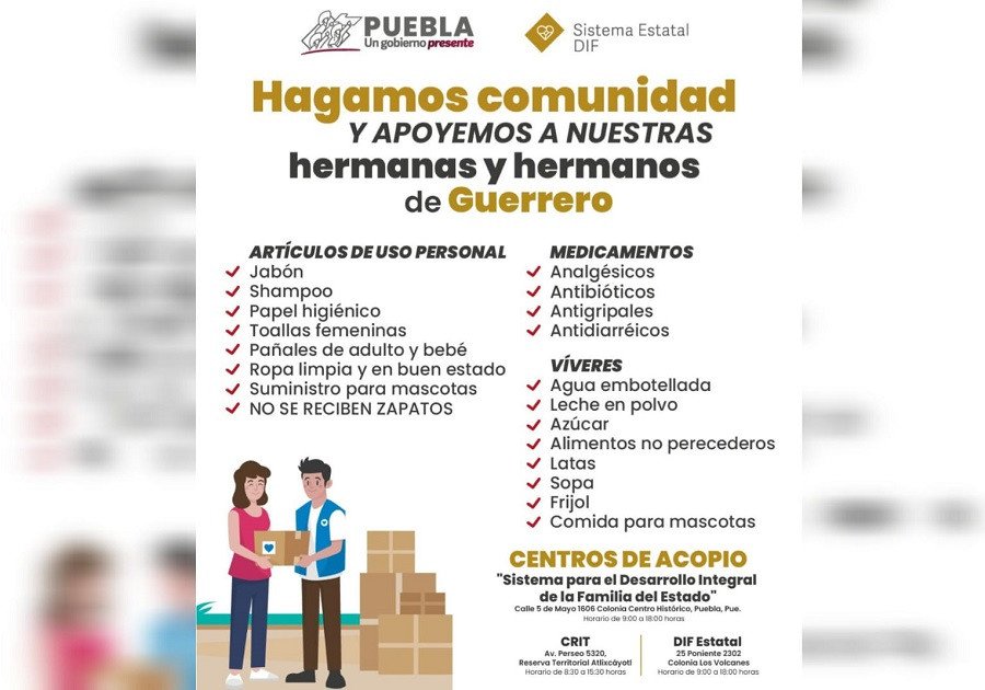 Habilita SEDIF 3 centros de acopio para damnificados por hurac&aacute;n "Otis" en Guerrero