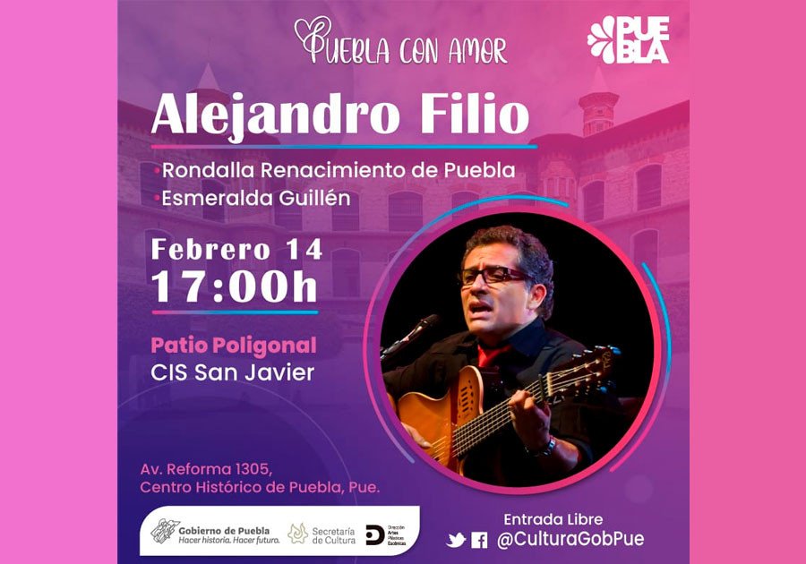Ofrecerá Cultura concierto “Puebla con amor” el 14 de febrero
