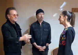 Claudia Sheinbaum se reúne con U2 en Ciudad de México durante evento juvenil