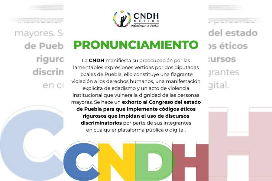 CNDH reprueba dichos de diputadas poblanas contra adultos mayores