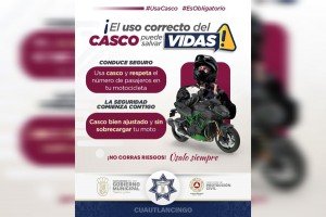 Fomenta Gobierno de  Cuautlancigo el uso del casco en motociclistas