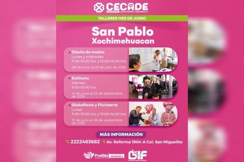 Ampl&iacute;a DIF Puebla Capital la oferta de talleres del CECADE en juntas auxiliares