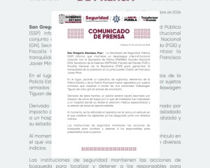SSP garantiza seguridad en la junta auxiliar Chipilo de Francisco Javier Mena