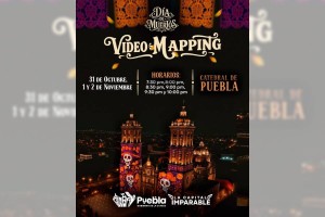 Invita Gobierno de Pepe Chedraui a disfrutar del videomapping de D&iacute;a de Muertos en la Catedral de Puebla