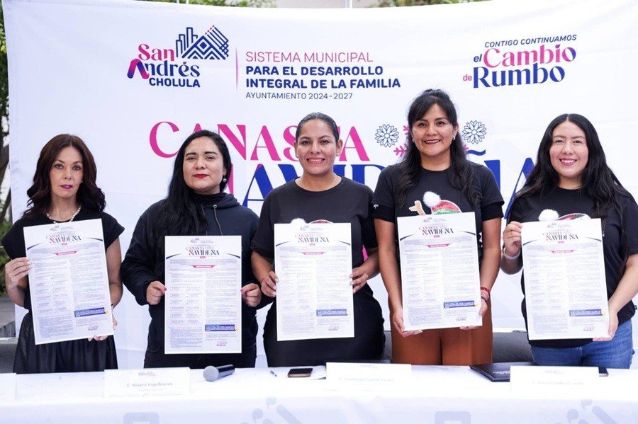 Solidaridad y apoyo en San Andrés Cholula con Canasta Navideña 2025