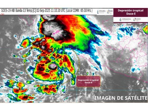 Alerta SMN por Depresi&oacute;n Tropical Doce-E en costas del Pac&iacute;fico