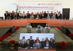 Firman Sergio Salomón, partidos político y autoridades electorales pacto de civilidad para 2024